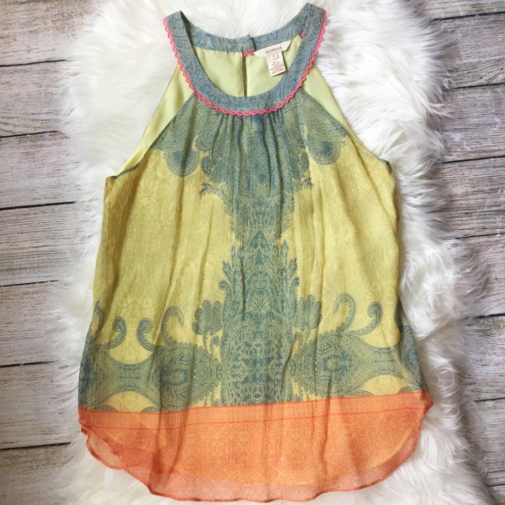 SUNDANCE Silk Halter Boho Tank Blouse